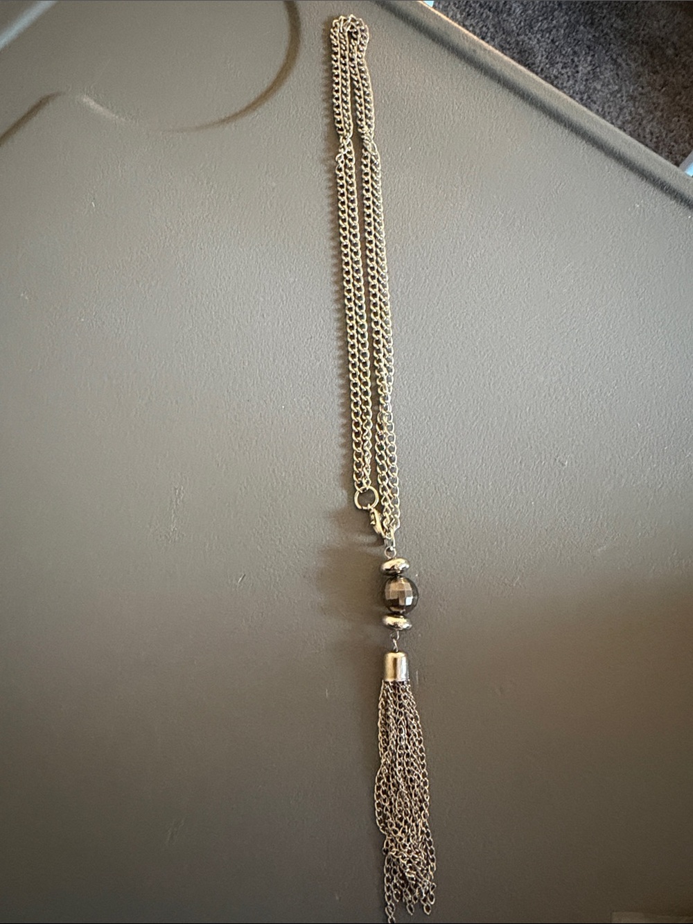 Silver-Tone Tassel Pendant Necklace - Elegant Layered Chain